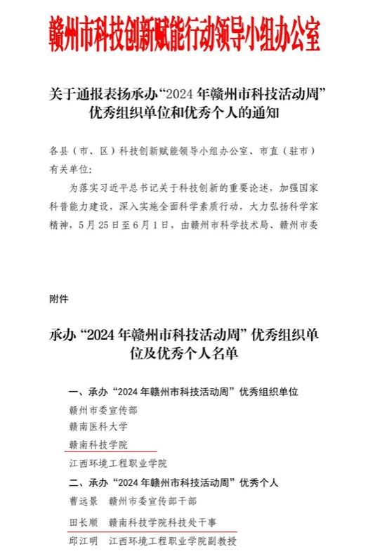 1255 关于通报表扬承办“2024年赣州市科技活动周”优秀组织单位和优秀个人的通知_00(3)